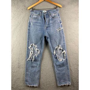AGOLDE 90's Mid Rise Loose Fit Straight Jeans Distressed Size 26